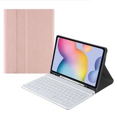 Custodia in pelle con tastiera Bluetooth Square Cap con slot per penna per Samsung Galaxy Tab S6 Lite (oro rosa)