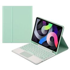 Custodia in pelle tastiera bluetooth rotonda con slot a penna e touchpad per Samsung Galaxy Tab S6 Lite (verde)