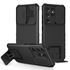 Per Samsung Galaxy S21 Ultra 5G Solto stereoscopico Custodia per telefono a camshield (nero)