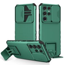 Per Samsung Galaxy S21 Ultra 5G Solto stereoscopico Custodia per telefono a camshield (verde)