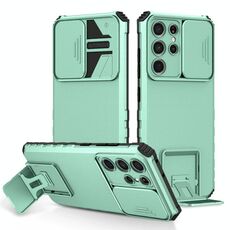 Per Samsung Galaxy S21 Ultra 5G Solto stereoscopico Custodia per telefono a camshield (azzurro)