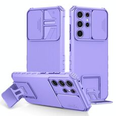 Per Samsung Galaxy S21 Ultra 5G Solto stereoscopico Custodia per telefono a camshield (viola)