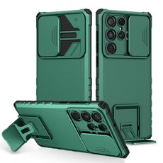 Per Samsung Galaxy S22 Ultra 5G Solto stereoscopico Custodia per telefono a camshield (verde)