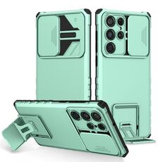 Per Samsung Galaxy S22 Ultra 5G Solto stereoscopico Custodia per telefono a camshield (azzurro)