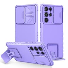 Per Samsung Galaxy S22 Ultra 5G Solto stereoscopico Custodia per telefono a camshield (viola)