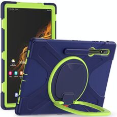 Per Samsung Galaxy Tab S8 Ultra X900 Custodia protettiva in silicone + PC Tablet (blu navy + giallo verde)