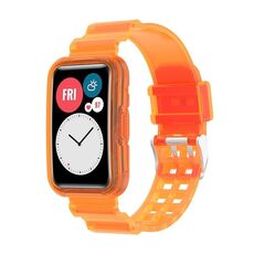 Per Huawei Watch Fit 2 Cinturino in silicone trasparente integrato (arancione trasparente)