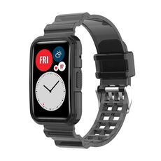 Per Huawei Watch Fit 2 Cinturino integrato in silicone trasparente (nero trasparente)
