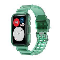 Per Huawei Watch Fit 2 Cinturino integrato in silicone trasparente (verde trasparente)