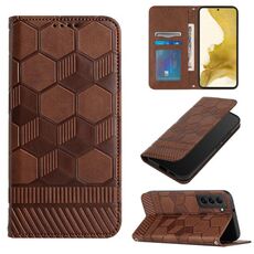 Per Samsung Galaxy S22 5G Football Texture Custodia magnetica in pelle per telefono (marrone)