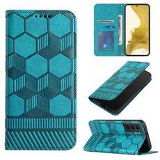 Per Samsung Galaxy S22 5G Football Texture Custodia magnetica in pelle per telefono (azzurro)