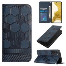 Per Samsung Galaxy S22 5G Football Texture Custodia magnetica in pelle per telefono (blu scuro)