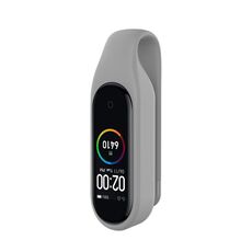 Per Xiaomi Mi Band 7/6/5/4 Custodia per orologio in silicone con clip in lamiera d'acciaio (grigio)