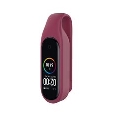 Per Xiaomi Mi Band 7/6/5/4 Custodia per orologio in silicone con clip in lamiera d'acciaio (rosso vino)