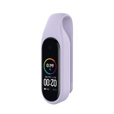 Per Xiaomi Mi Band 7/6/5/4 Custodia per orologio in silicone con clip in lamiera d'acciaio (viola chiaro)