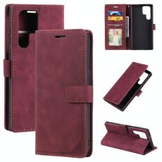Per Samsung Galaxy S22 Ultra 5G Skin Sent Case di telefono in pelle antifurto (rosso)