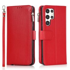Per Samsung Galaxy S22 Ultra 5G Case in pelle a flip orizzontale in microfibra (rosso)