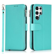 Per Samsung Galaxy S22 Ultra 5G Case in pelle a flip orizzontale in microfibra (verde)