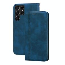 Per Samsung Galaxy S22 Ultra 5G Custodia per telefoni a flip magnetico flagato (blu)