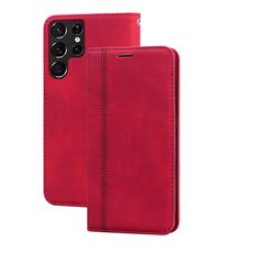 Per Samsung Galaxy S22 Ultra 5G Custodia per telefoni a flip magnetico flagato (rosso)