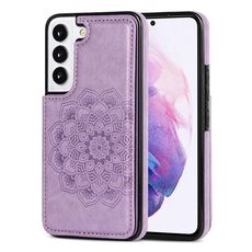 Per Samsung Galaxy S22 5G Doppio fibbia Mandala PU+TPU Telefono (viola)