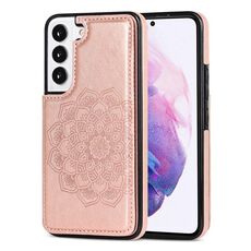 Per Samsung Galaxy S22+ 5G Doppio mandala PU+ TPU Custodia (oro rosa)