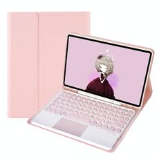 YA610B-A Candy Color Skin Feel Texture Round KeyCap Bluetooth Case in pelle bluetooth con touchpad per Samsung Galaxy Tab S6 Lite 10,4 pollici SM-P610 / SM-P615 (Pink)