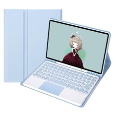 YA610B-A Candy Color Skin Feel Texture TastCap KeyCap Bluetooth Case in pelle bluetooth con touchpad per Samsung Galaxy Tab S6 Lite 10,4 pollici SM-P610 / SM-P615 (ghiaccio bianco)