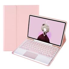 YA08B-A Candy Color Skin Feel Texture Round KeyCap Bluetooth Case in pelle bluetooth con touchpad per Samsung Galaxy Tab A8 10.5 2021 SM-X200 / SM-X205 (Pink)