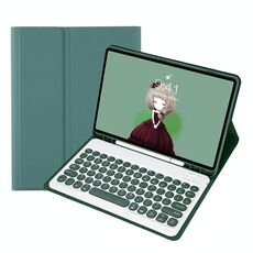 YA610B Candy Color Skin Feel Texture TETTURO TASTANTE TASTANTE BUETOOTH Custodia in pelle per Samsung Galaxy Tab S6 Lite 10.4 pollici SM-P610 / SM-P615 (verde scuro)