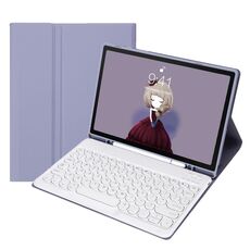 YA610B Candy Color Skin Self Texture KeyCap Tastiera Bluetooth Custodia in pelle per Samsung Galaxy Tab S6 Lite 10.4 pollici SM-P610 / SM-P615 (viola)