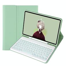 YA08B Candy Color Skin Feel Texture KeyCap Tastiera Bluetooth Custodia in pelle per Samsung Galaxy Tab A8 10.5 2021 SM-X200 / SM-X205 (verde chiaro)