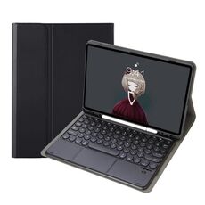 YA610B-A Tensione di texture a agnello Tensione rotonda KeyCap Bluetooth Case in pelle bluetooth con touchpad per Samsung Galaxy Tab S6 Lite 10,4 pollici SM-P610 / SM-P615 (nero)
