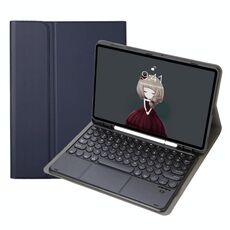 YA610B-A Tensione di texture a agnello Tensione rotonda KeyCap Bluetooth Case in pelle bluetooth con touchpad per Samsung Galaxy Tab S6 Lite 10,4 pollici SM-P610 / SM-P615 (blu)