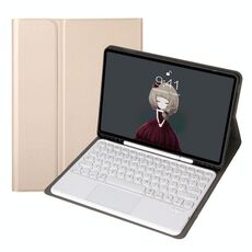 YA610B-A Tensione di texture a agnello Tensione rotonda KeyCap Bluetooth Case in pelle bluetooth con touchpad per Samsung Galaxy Tab S6 Lite 10,4 pollici SM-P610 / SM-P615 (oro)