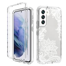 Per Samsung Galaxy S22 + 5G PC + TPU Custodia per telefono verniciata trasparente (fiore bianco)