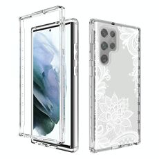 Per Samsung Galaxy S22 Ultra 5G PC + TPU Custodia per telefono verniciata trasparente (fiore bianco)
