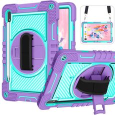 Per Samsung Galaxy Tab S7 / S8 a 360 gradi Contrasto Colore silicone+Case di compresse di PC (viola+menta verde)