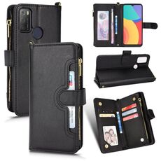 Per Alcatel 1S 2021 / 3L 2021 Litchi Texture Zipper Leather Case (nero)