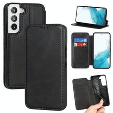 Per Samsung Galaxy S22+ 5G Knight Magnetic Aspirazione in pelle Custodia (Black)