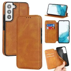 Per Samsung Galaxy S22+ 5G Knight Magnetic Aspirazione Pelle Telefono (Khaki)