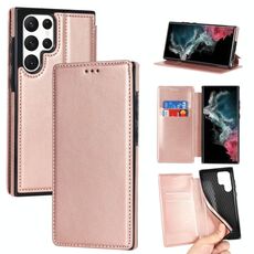Per Samsung Galaxy S22 Ultra 5G Knight Magnetic Espit Pelle Telefono (Rose Gold)