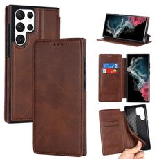 Per Samsung Galaxy S22 Ultra 5G Knight Magnetic Aspirazione Magnetica Custodia in pelle (Brown)