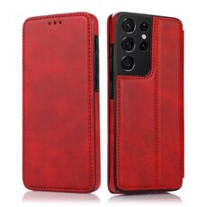 Per Samsung Galaxy S21 Ultra 5G Knight Magnetic Aspirazione Magnetica Custodia in pelle (Red)