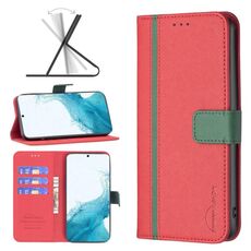 Per Samsung Galaxy S22+ 5G BF13 Case di telefonia in pelle cross con texture croce (rosso)