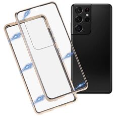 Per Samsung Galaxy S21 Ultra 5G HD Magnetic Metal Temped Glass Case (oro)
