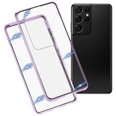 Per Samsung Galaxy S21 Ultra 5G HD Magnetic Metal Temped Glass Case (Purple)