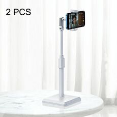 2 PC Desktop Mobile Telefono di trasmissione in diretta mobile online supporto per pavimenti telescopici (Ivory White)