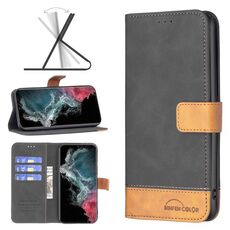 Per Samsung Galaxy S22 Ultra 5G BF11 Color Matching Skin Tel Pelle Telefono (nero)