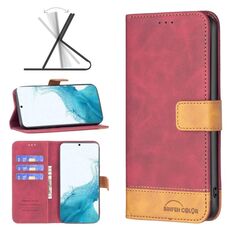 Per Samsung Galaxy S22+ 5G BF11 Color Matching Skin Tenne in pelle Custodia (Red)